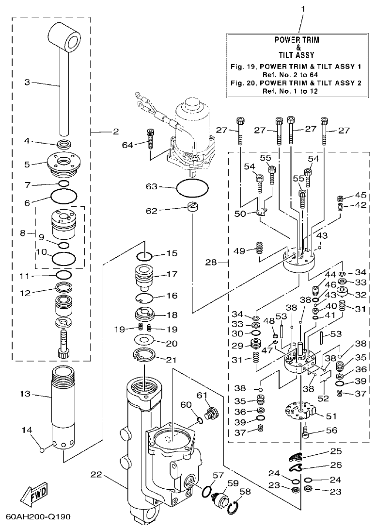 Yamaha F50DET, FT50CET POWER TRIM & TILT ASSY 1 parts diagram